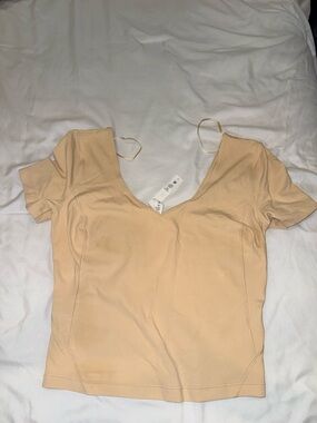 lululemon athletica set of 3 Nude V-Neck Short Sleeve Top and 1 leggings